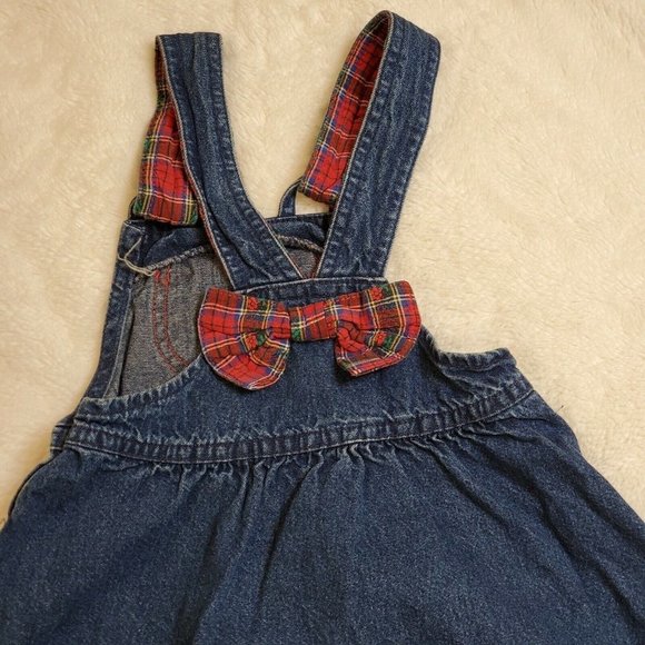 Vintage Oshkosh Denim Jumper Overall Dress‎ Plaid - Picture 4 of 9